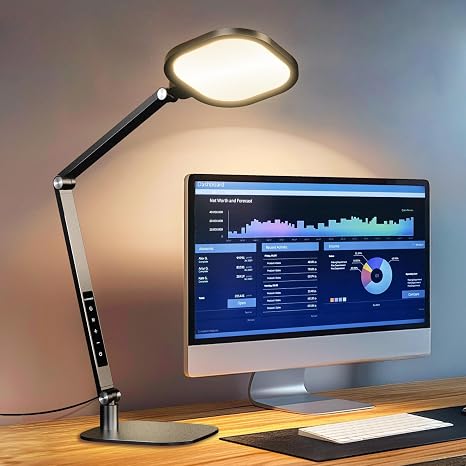LitONES Desk Lamp for Home Office, Tall Computer Ring Light with CRI 97.8