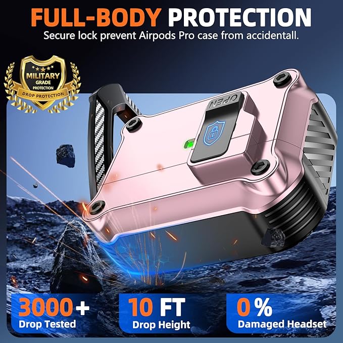 Compatible with AirPods Pro 2nd/1st Case,Magnetic Automatic Lock with Cleaning Kit,Compatible with Magsafe Cover -Pink