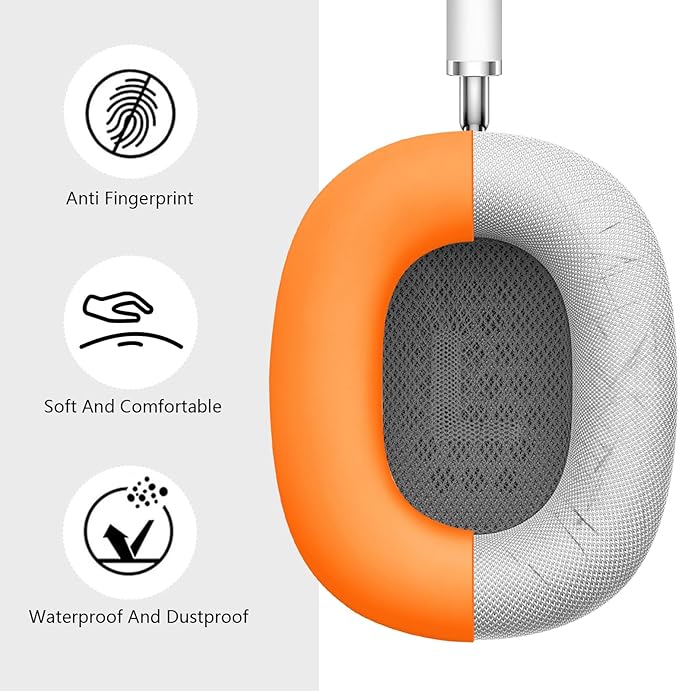 Case for Airpods Max Headphones, Ear Pad Case Cover/Ear Cups Co ver/Headband for AirPods Max (USB-C/Lightning)(2024/2020), Silicone for Apple Airpod Max, Accessories Cases(Vibrant Orange)