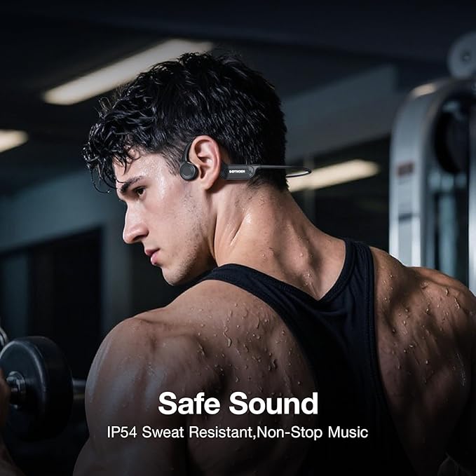 Bone Conduction Headphones, Bluetooth 6.0 Wireless Open Ear Headphones with Mic, IP56 Waterproof Running Headphones, 10-Hour Playtime for Cycling, Hiking, Running and Workout