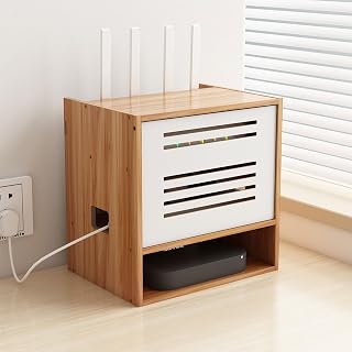 WiFi Router Storage Cabinet, Multi-Functional Router Storage Box, Multimedia Concealment Cabinet, for Living Room, Office, Bedroom(30 * 31cm/11.8 * 12.2in) - Image 1