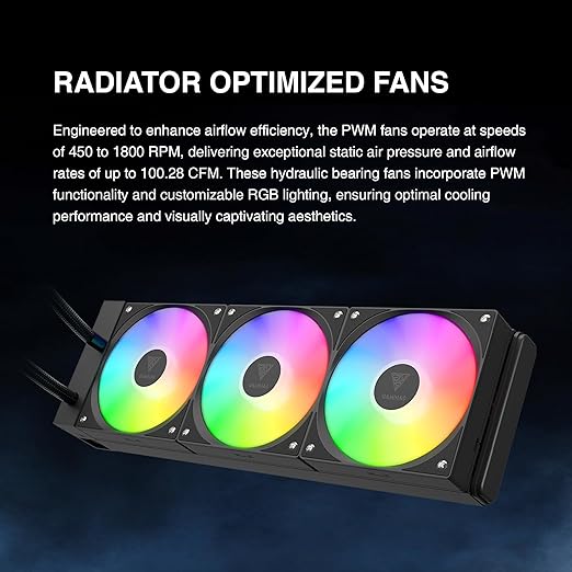 GAMDIAS 360mm AIO CPU Cooler & ARGB Liquid Cooler with Digital Display, Patented 4600RPM Pump, Clean Cable Design, 3X 120mm PWM Fan with MoBo Sync, Intel LGA 1700/1200, AMD AM5/AM4, CHIONE E4-360