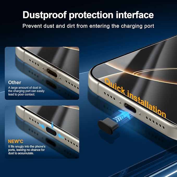 NEW'C 3x for iPhone 16 Pro Screen Protector (6.3 inches)+ 3x Camera Lens Protector, Sensor Protection, Case Friendly Tempered Glass Film + Dust Plug- Easy installation tool include