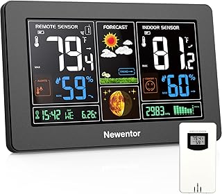 Newentor Weather Station Wireless Indoor Outdoor Thermometer, Black,1Sensor - Image 1