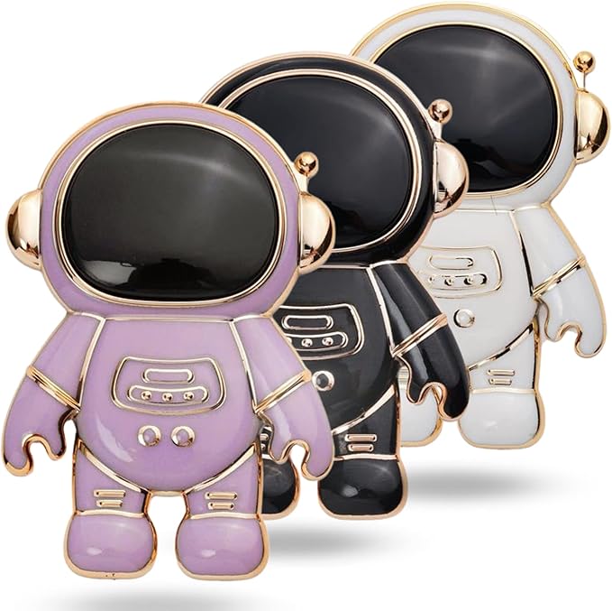 3 Pack - Astronaut Phone Ring Holder Finger Kickstand | Cute Foldable ABS Space Phone Back Grip Smartphone Hidden Stand | Compatible with All Phones and Tablets for Girls Women and Men