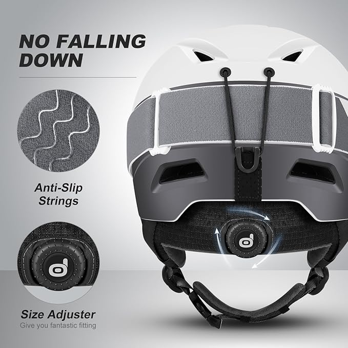 Odoland Ski Helmet, Snowboard Helmet with Ski Goggles for Adults and Youth, Audio Compatible, Shockproof, Windproof, Safety Snow Sports Helmet and Protective Glasses for Men Women
