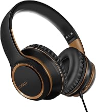 Lorelei X8 Over-Ear Wired Headphones with Microphone with 1.45m-Tangle-Free Nylon Line&3.5mm Plug,Lightweight Foldable & Portable Headphones for Smartphone,Tablet,Computer,Mp3/4(Black-Gold) - Image 1