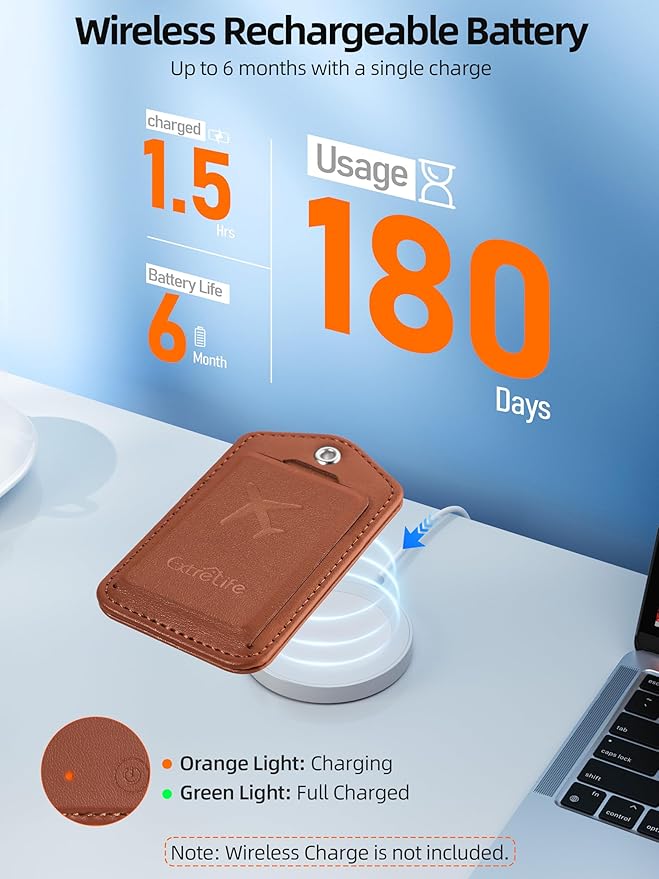 Luggage Tags, Works with Apple Find My, Smart Luggage Tag for Suitcases, Leather Bag Tags for Travel, Suitcase Tag with Privacy Flap, Anti-Lost Luggage Tracker, Travel Essentials, Rechargeable, Brown