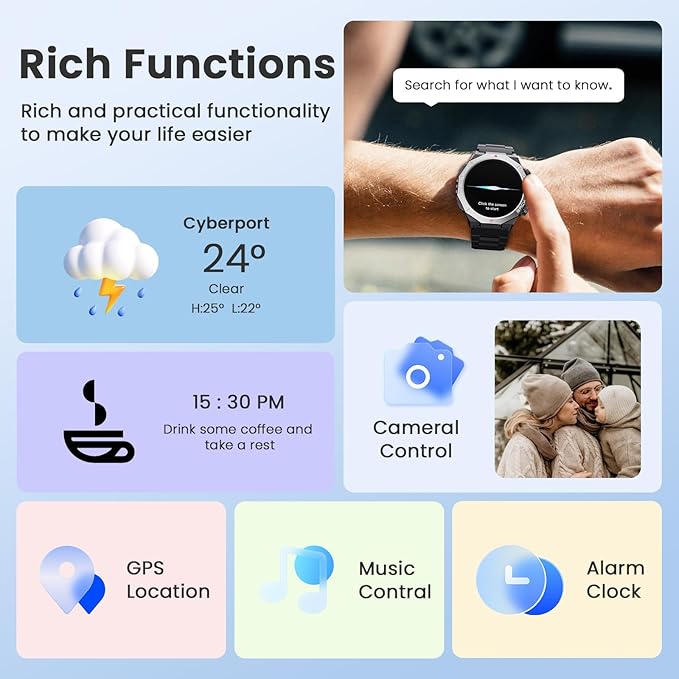 Military Smart Watches for Men(Answer/Make Calls), 1.39" Fitness Watch with Heart Rate Pedometer Sleep Monitor, 110+ Sports Modes Smartwatch for Men, IP68 Waterproof Activity Tracker for Android iOS