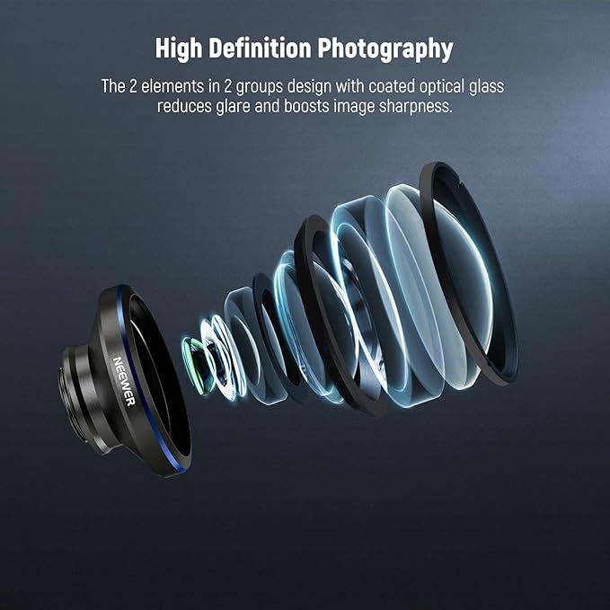 NEEWER 8mm Fisheye Lens with 220 Wide Angle & 17mm Thread Phone Lens Clip, Also for 17mm Threaded Phone Cage/Case/Clamp/Backplate, LS-29 PRO