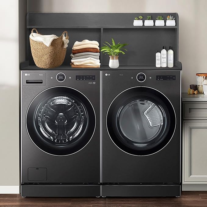 Royxen Laundry Countertop with 20“ Shelf Universal Fit, Washer and Dryer Countertop with Storage Space, Black