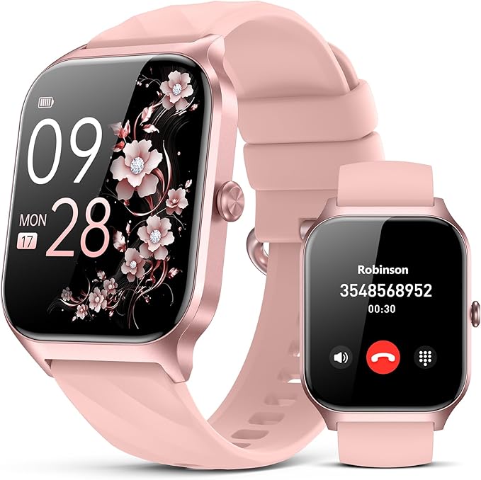 Smart Watch for Women Men,(Answer/Make Call) 1.83'' HD Fitness Activity Tracker Smartwatch for Android iPhone iOS Compatible,IP68 Waterproof Step Counter with Sleep Monitor (Modern, Pink, 1.83)