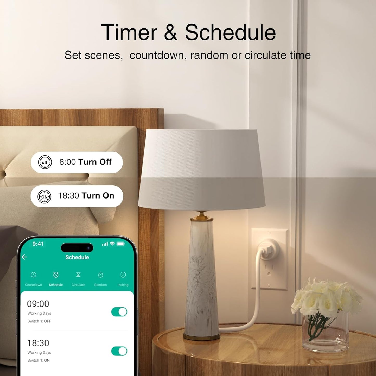 WiFi Smart Plug Works with Alexa and Google Home App Remote Control Timer 2.4GHz No Hub Required