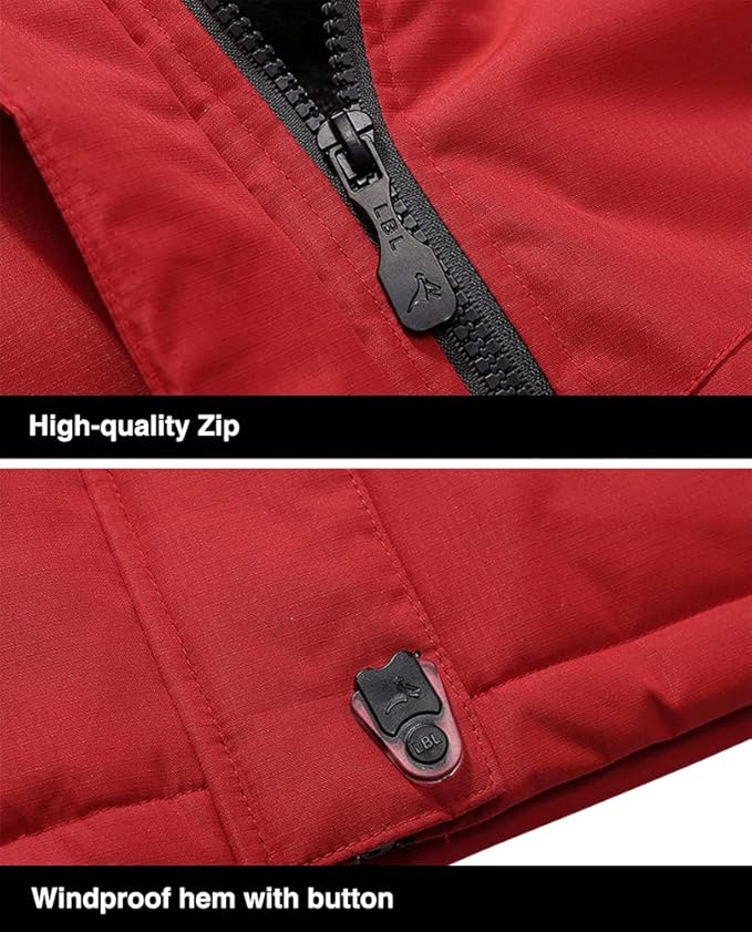 MAGCOMSEN Men's Winter Coats Water Resistant Ski Snow Jacket Warm Fleece Jacket Parka Raincoats With Hood Multi-Pockets