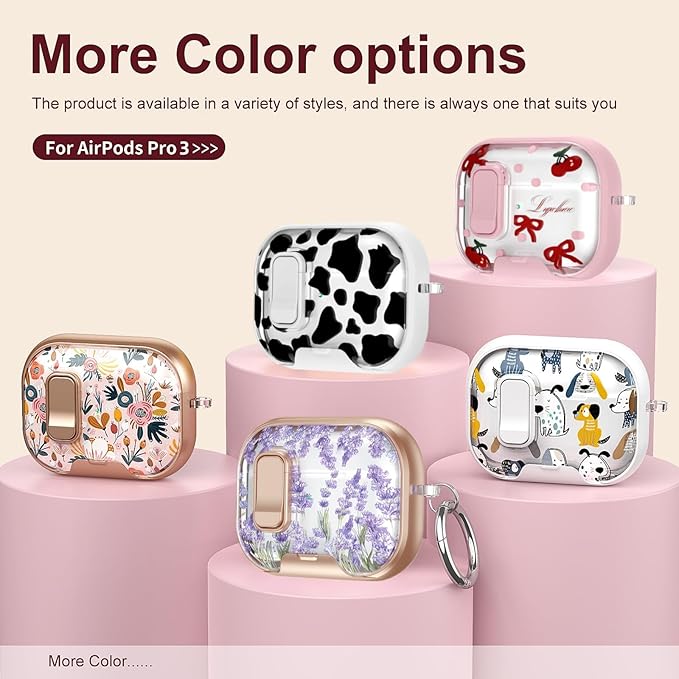 Case Compatible with AirPods Pro 3 2025,Elegant Camellia Pattern Cover for AirPods Pro 3rd Gen with Built-in Phone Stand,One-Click Secure Lock & Metal Hook,Wireless Charging, Gift for Women