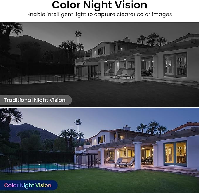 2K Cameras for Home Security-Outdoor/Indoor Camera for Dog/Cat/Pet/Nanny/Baby/Elderly, Color Night Vision, White Light, Siren, 24/7 SD Recordings, Works with Alexa, Plug in (C1-White-1pack-2.4G)
