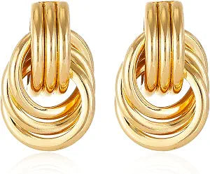 14K Gold Silver Plated Earrings for Women Chunky Statement Jewelry