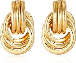 14K Gold Silver Plated Earrings for Women Chunky Statement Jewelry