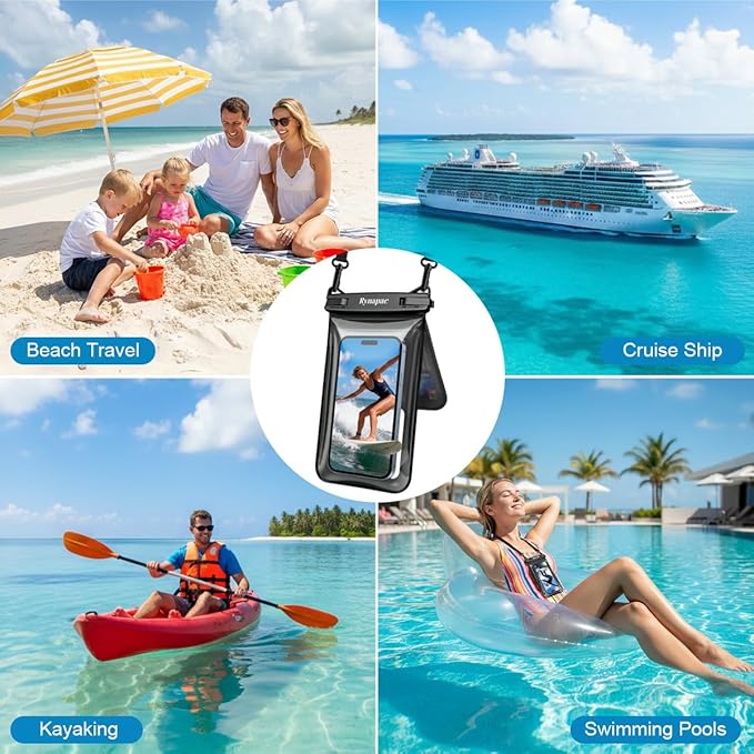 IPX8 Waterproof Phone Pouch Floating, [Up to 8.5''] Double Space Waterproof Phone Case with Lanyard for iPhone 17 16 15 Pro Max, Cell Phone Dry Bag for Beach Travel Cruise Ship Essentials