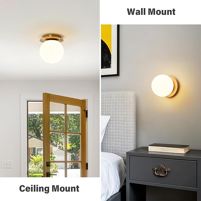 Premium Brass Globe Wall Sconce - Luxury Mid-Century Modern Lighting