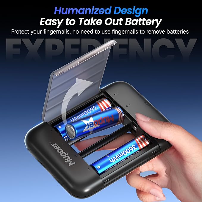 Rechargeable AA Batteries with Box,3600mWh Lithium Batteries AA 1.5V 4 Count,Double A Battery Rechargeable,Long Lasting Lithium ion with Ultra Thin Charging Storage Box for Blink Xbox
