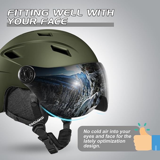 Odoland Ski Helmet with 2-in-1 Visor Goggles, Light Weight Snowboard Helmet for Men Women, Snow Sport Helmets for Skiing, Skating, Snowboarding