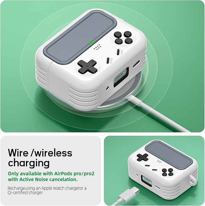 Inesore for Airpods Pro 2nd Generation Case Cover with Cleaner Kit,with Lock for Airpods Pro Case Cover,Classic Cool Funny Game Console Hard Air Pod Pro Case for Men Boy(White)