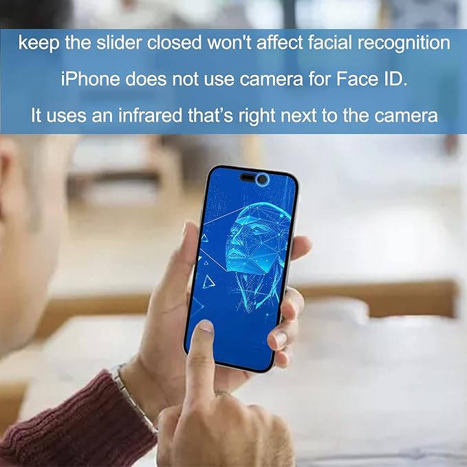 Privacy Cover Compatible for 15 /iPhone 15 Plus with Front Camera Cover,Protect Privacy and Security But Not Affect Facial Recognition-2Pack