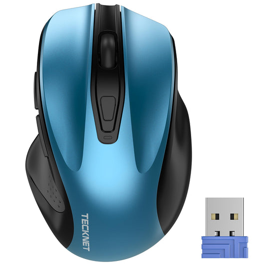 TECKNET Wireless Mouse, 2.4G Ergonomic Computer Mouse, 2600 DPI, Azure