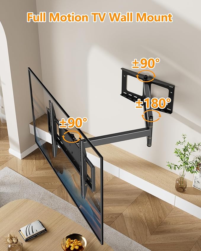 FORGING MOUNT Long Extension TV Mount Full Motion Wall Bracket with 42 inch Long Arm Articulating TV Wall Mount for 42 to 80 Inch Flat/Curve TVs, VESA 600x400mm Compatible, Holds up to 110 lbs