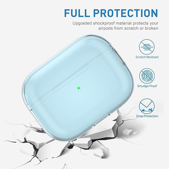 Valkit AirPods Pro 2nd Gen Case, Clear TPU Protective Cover with LED Indicator, Portable Lanyard, Cleaning Pen, Storage Bag