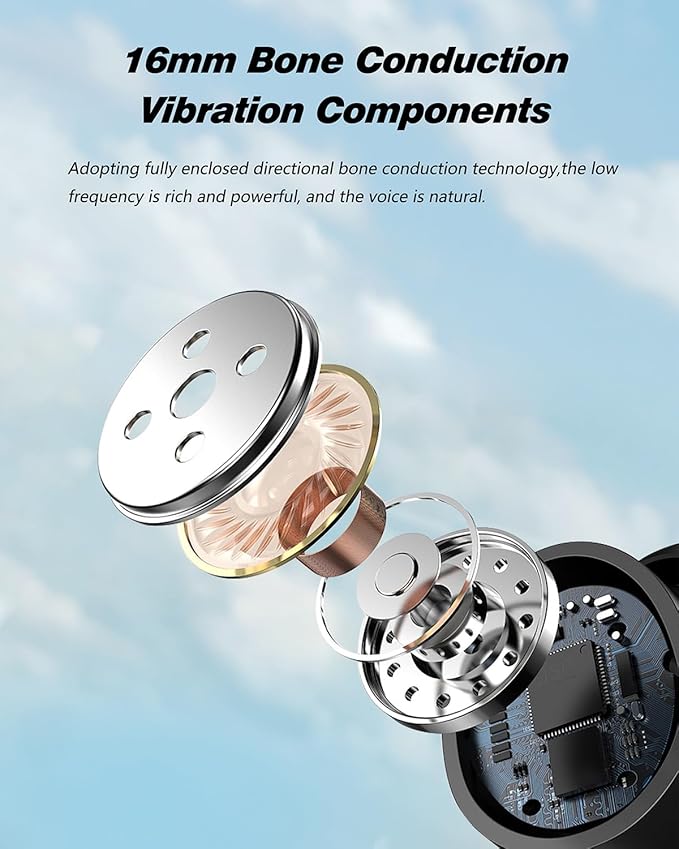 Ultra-Comfortable Open-Ear sport Headphones for Running,Cycling,Gym,8Hr Premium Sound,Bluetooth5.3,IP56 Sweatproof Bone Conduction Tech,Secure Ergonomic Fit & Clear Calls,Wireless Workout Earphones