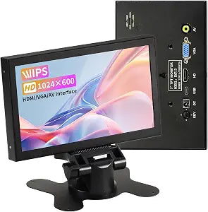 Mini Monitor 7 Inch Screen HDMI, Portable Vga Monitor with AV BNC, 1024×600 LCD Small Screen with Built-in Speakers, 178° View Angle IPS, Multi-Function Small Display for Raspberry Pi PC/TV/DVD/CVBS