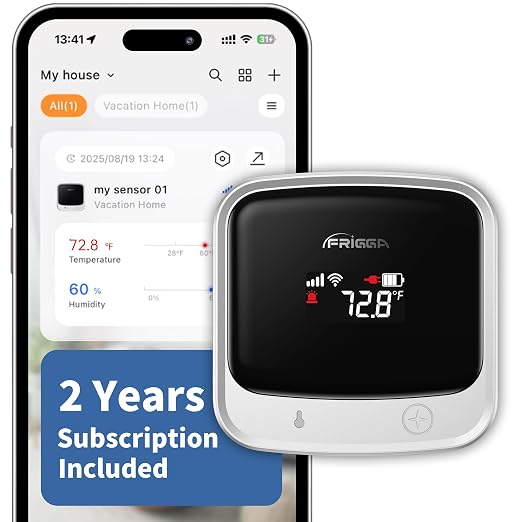 Frigga 4G Cellular Temperature & Humidity Monitor with Email App Alerts