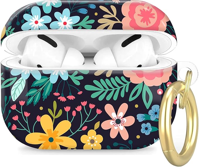 Compatible with Airpod Pro 2nd/1st Generation,Full Protection Cover for Women,Accessories Hard Case Portable & Shockproof for Airpod Pro 2nd Charging Case 2023/2022/2019(Bright Flowers)