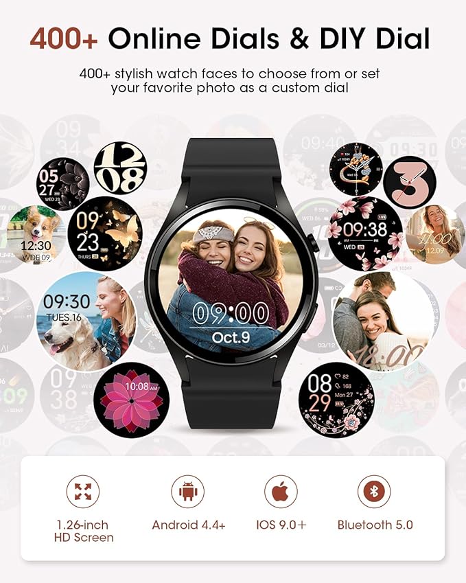 RUXINGX BT5.3 Smart Watch (Make/Answer Calls), 1.26" HD Smart Watches for Men/Women with Heart Rate/SpO2 Monitor, Fitness Watch with Sleep/Health Tracker, Smart Watch for Android and iPhones, Gift