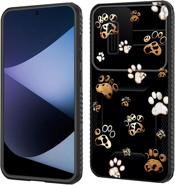 for Galaxy S24 Case Built in Slide Camera Lens Cover,Heavy Duty Shockproof Protection Dual Layer Case for Samsung Galaxy S24 6.2 inch 2024,Cute Dog Paw Prints