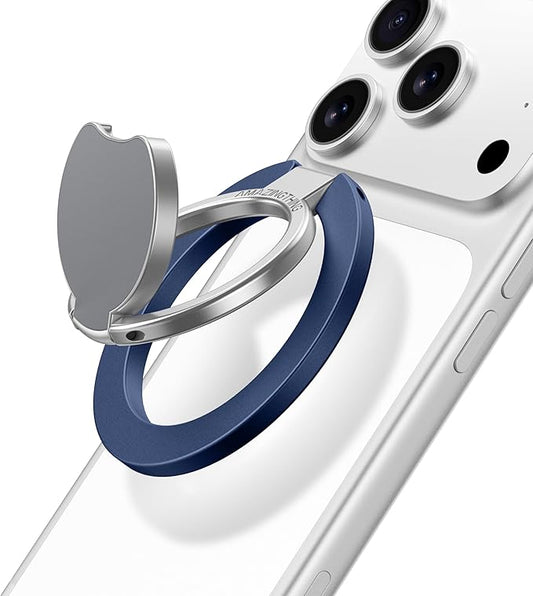 AMAZINGthing [Titan PRO MagFlex Grip Removable Phone Grip & Kickstand, Dual-Magnetic Mount, MagSafe-Compatible for iPhone 17/16/15/14/13/12 and MagSafe Cases Blue