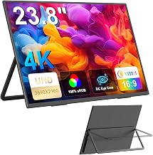 23.8” Portable Monitor, CNC Metal Frame,UHD (3840*2160) IPS Speakers,4K Portable monitor,Work Home Second Monitor Stand for Laptop, Desktop,Smartphone,Macbook,Smartphone, Tablet,PS5/4,Switch - Image 1