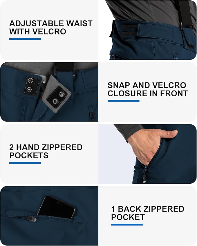 33,000ft Insulated Bibs for Men Snow Ski Pants Overalls Winter Waterproof Windproof Snowboard