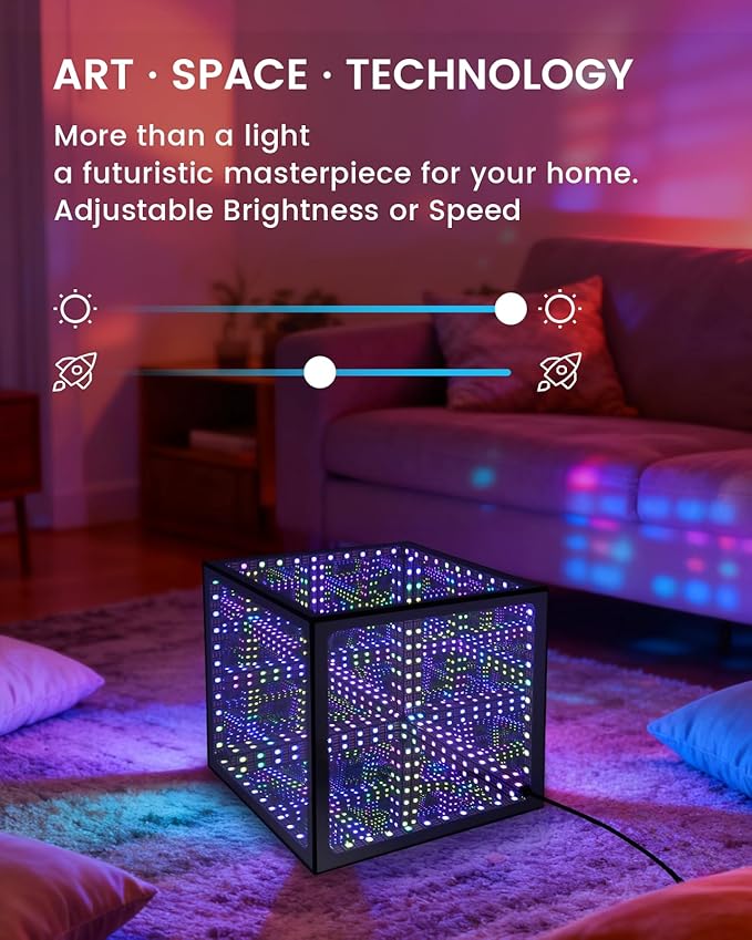Infinity Hyper Cube LED Table Light, Color-Changing Music-Sync APP-Controlled Ambient Light for Gaming, Party, Home (10Inches)
