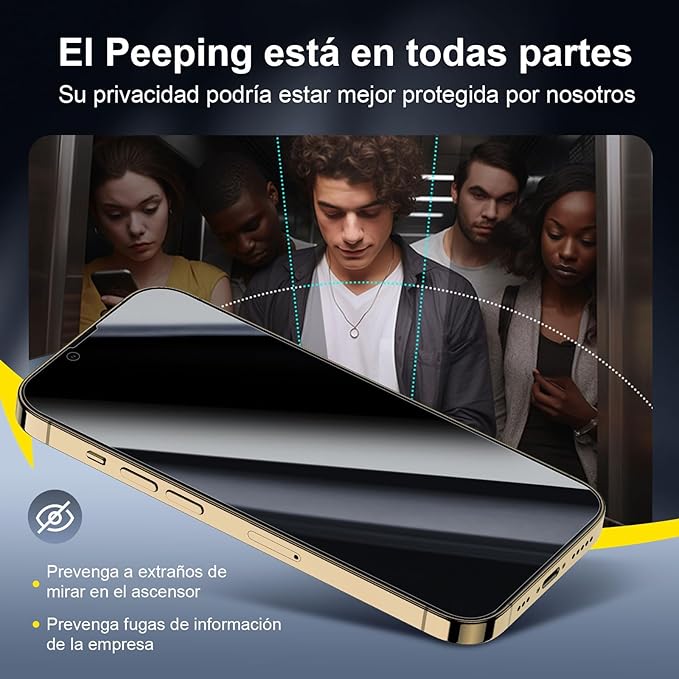 NEW'C 3x Privacy for iPhone 13 Pro Max Screen Protector (6.7 inches)+ 3x Camera Lens Protector, Sensor Protection, Tempered Glass Film +Dust Plug - Enhanced Privacy Angle of 28 Degrees