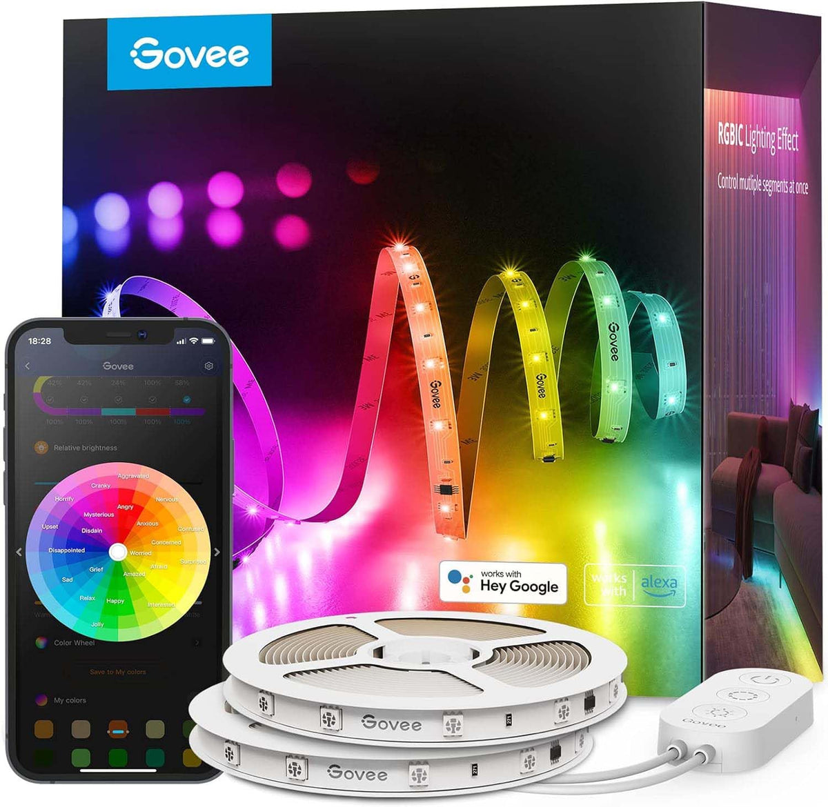 Govee 100ft RGBIC LED Strip Lights, Work with Alexa | Outdoor Lighting - Image 1