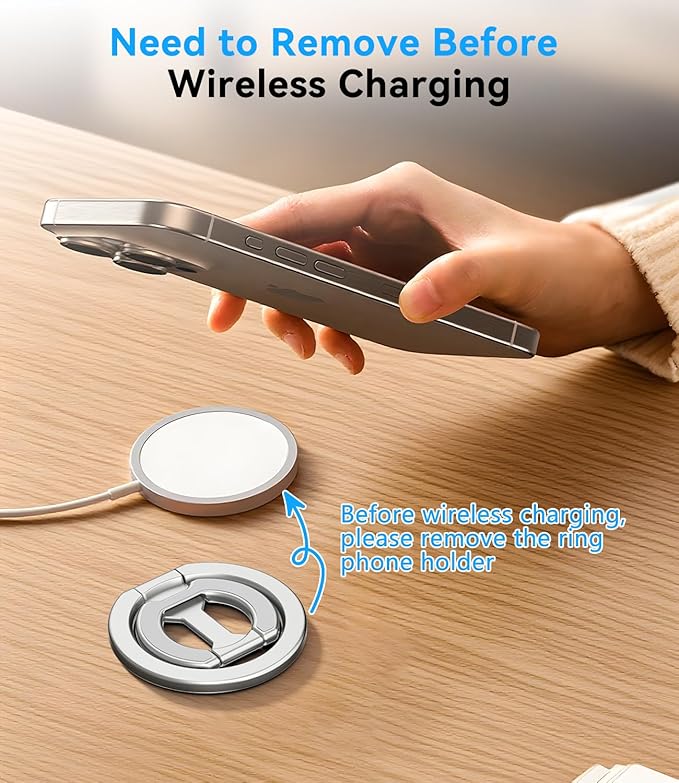 Magnetic Ring Holder for MagSafe Dual-Sided, Removable Phone Finger Grip Holder Adjustable Kickstand for iPhone 17/16/15/14/13 Series, Magnet Phone Stand Grip Compatible with Magnetic Car Mount