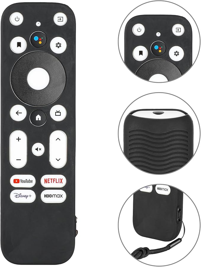 Silicone Remote Control Case Compatible with Onn 100024646 100026240 4K UHD Stick TV Box Remote Shockproof Protective Shell Cover with a Lanyard (Black)