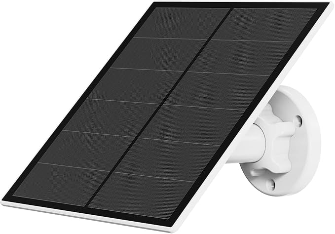 5W Solar Panel for Security Camera, USB Solar Panel for DC 5V Outdoor Rechargeable Battery Camera, Solar Panels with Micro USB and USB-C Port, Adjustable Security Mount, IP65 Waterproof, 9.8ft Cable