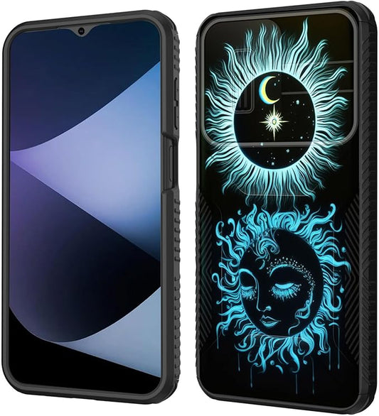 for Galaxy A17 5G Case Built in Slide Camera Lens Cover,Heavy Duty Shockproof Protection Dual Layer Case for Samsung Galaxy A17 5G 6.7" 2025,Sun Moon