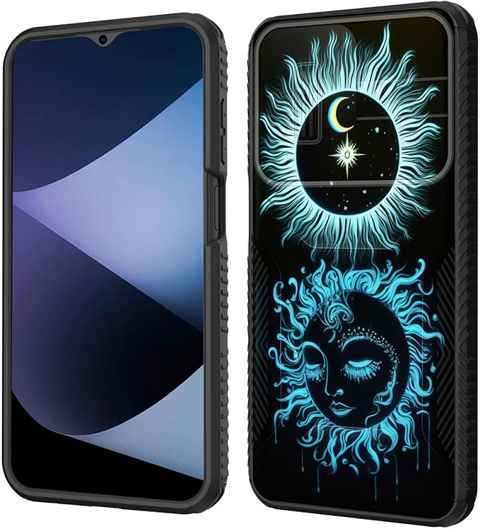 for Galaxy A26 5G Case Built in Slide Camera Lens Cover,Heavy Duty Shockproof Protection Dual Layer Case for Samsung Galaxy A26 5G 6.7" 2025,Sun Moon