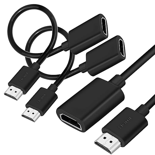 SaiTech IT 2 Pack 19 Pin Male to Female HDMI Extension Cable Support 4K 1080P HDMI Extender Adapter Converter Compatible for TV Stick DVD HDTV LCD HD TV – (1FT, Black)