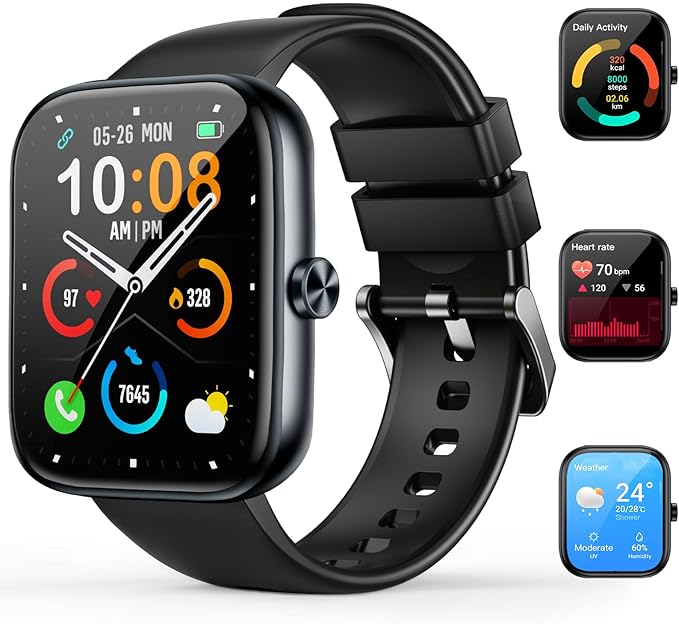Fitness Tracker (Answer/Make Call)，Smart Watch 24/7 Heart Rate Spo2 Blood Pressure Monitor Sleep Tracker, 120 Sports Modes Pedometer Calorie Step Tracker, Waterproof Activity Tracker for Women Men